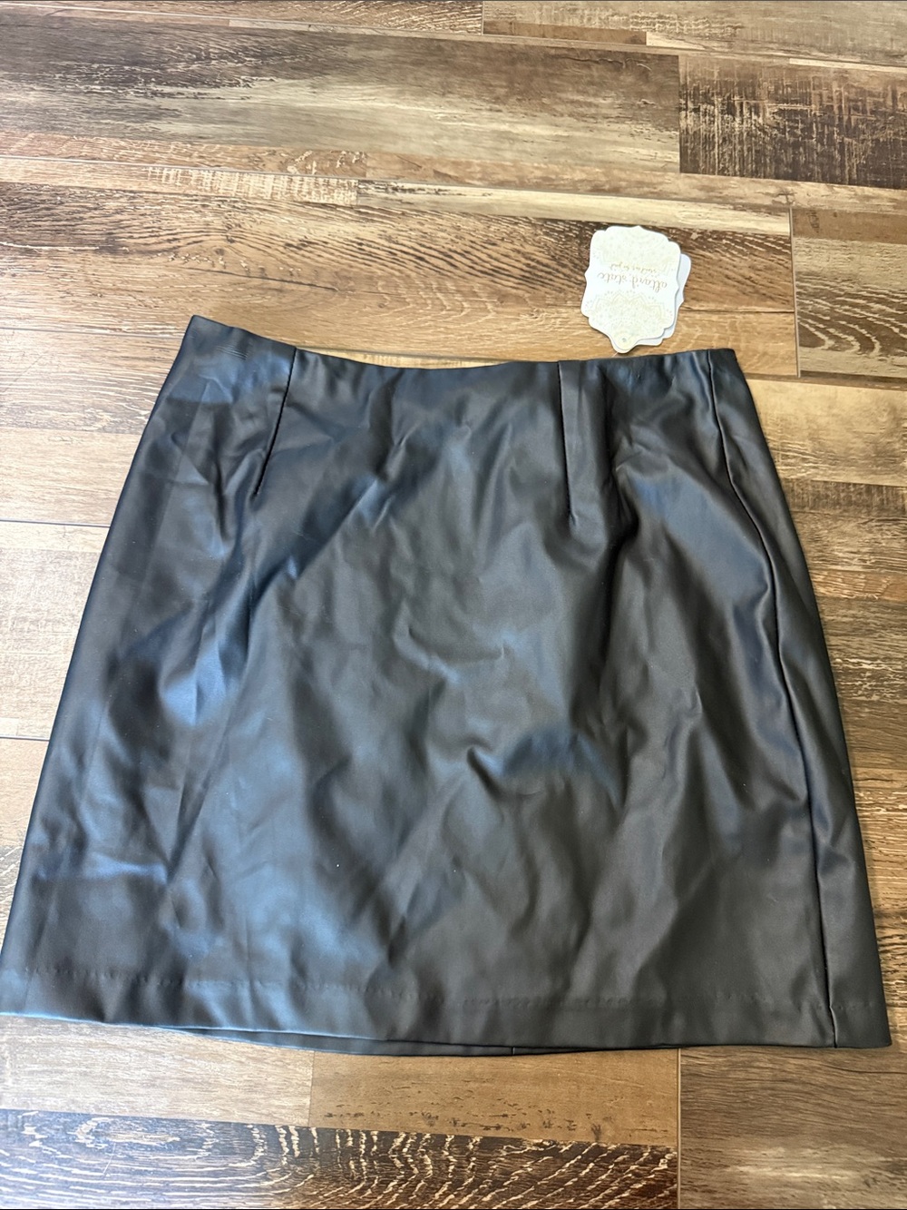 Altar'd State Black Faux Leather Mini Skirt